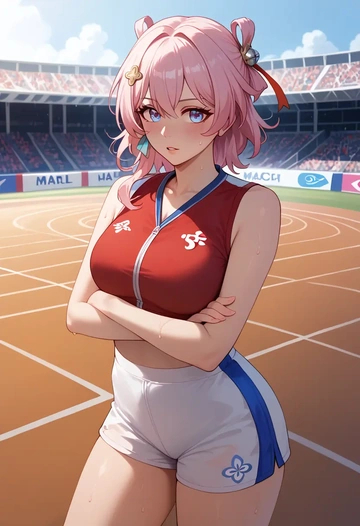 star rail,march 7th,volleyball uniform  - AI generated anime art